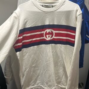 Gucci White and Red Striped Sweater